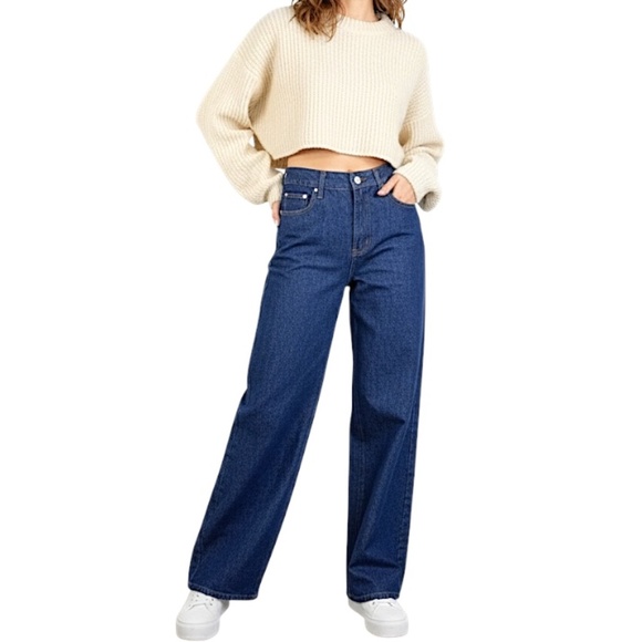 Peppermayo Australia dark wash wide leg high rise baggy jeans 2 - Picture 3 of 15